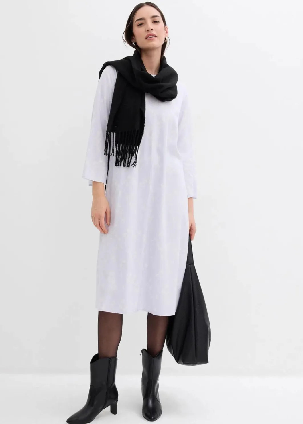 Online Florales Midikleid aus reiner Viskose Damen Bekleidung·Pullover & Strickjacken|Kleider