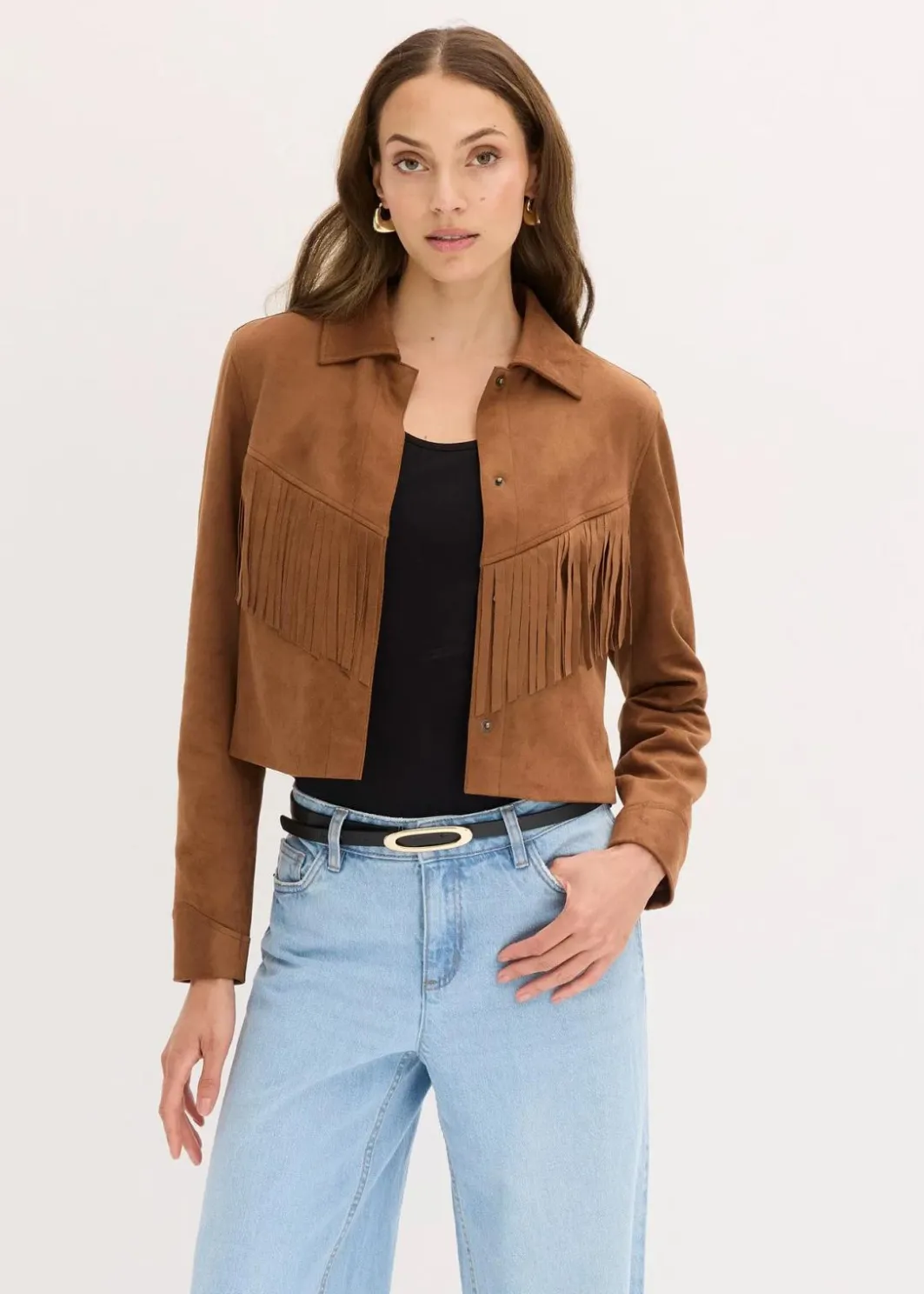 Fransen-Jacke in Wildleder-Optik Damen Jacken & Mäntel