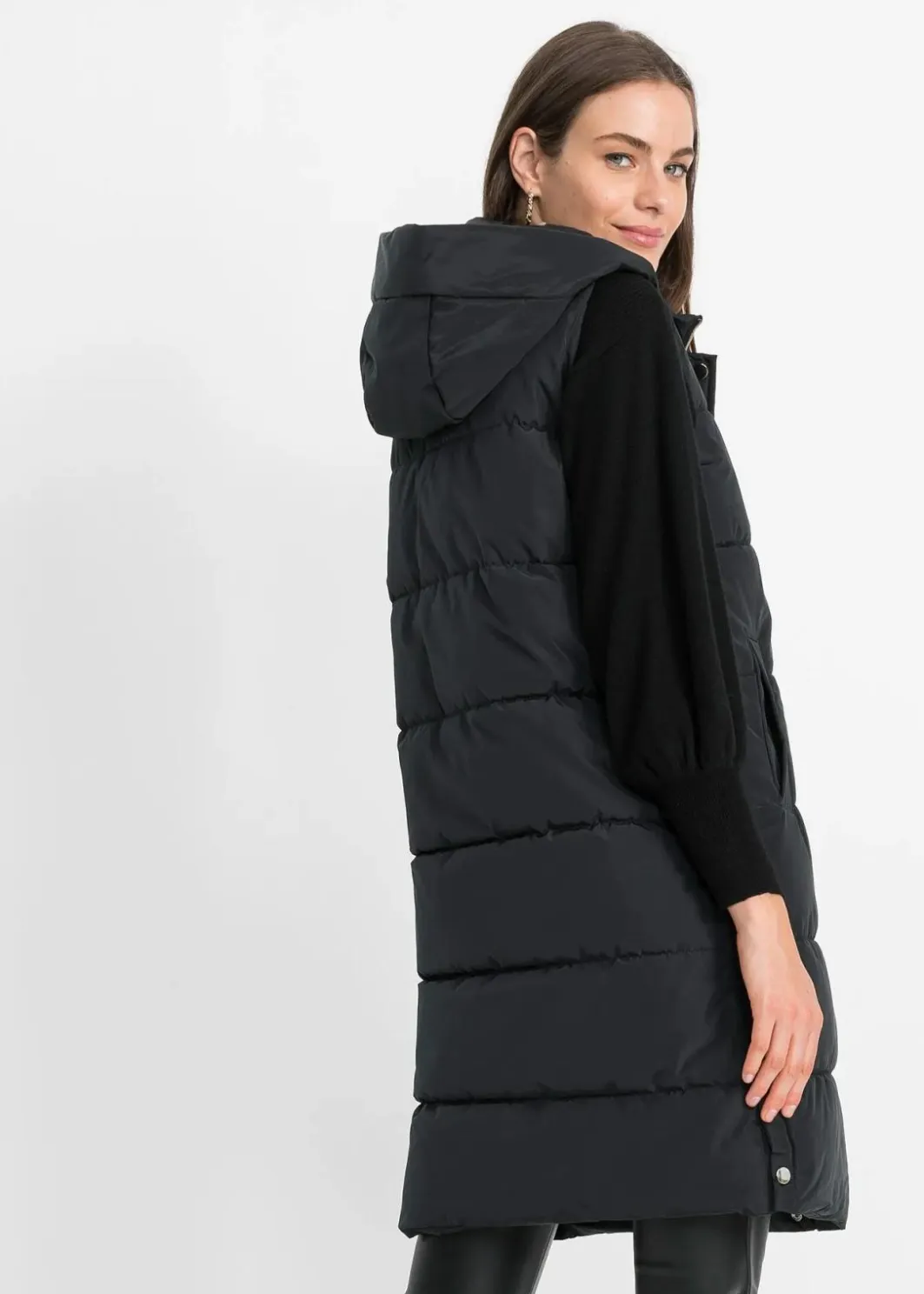Damen bonprix Jacken & Mäntel|Nachhaltigere Materialien|Funktions-Steppweste mit Kapuze