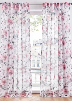 bonprix Gardinen|Gardine mit Blumenmuster mit recyceltem Polyester (1er Pack)