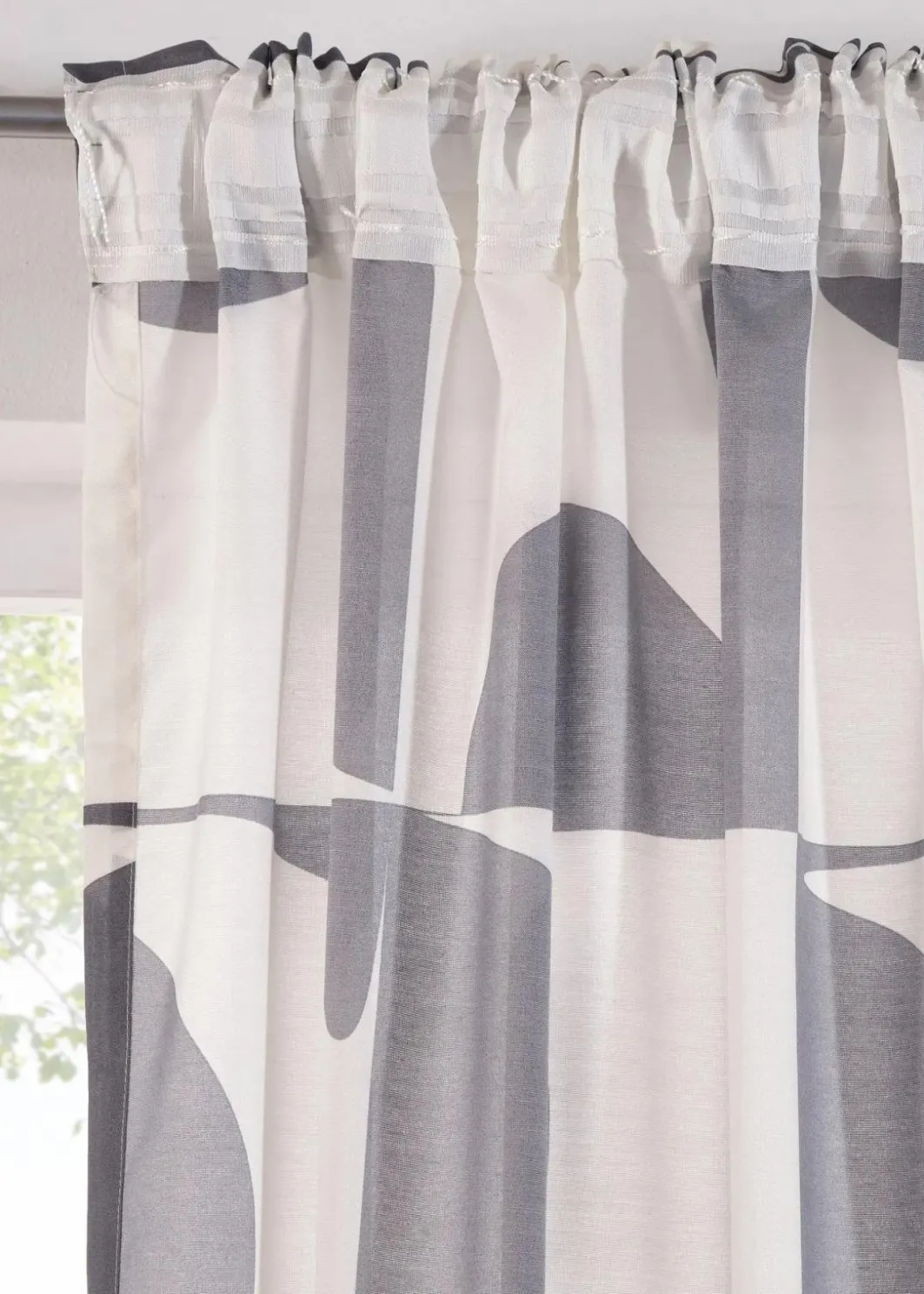 bonprix Gardinen|Gardine mit grafischem Druck aus recycelten Polyester (1er Pack)