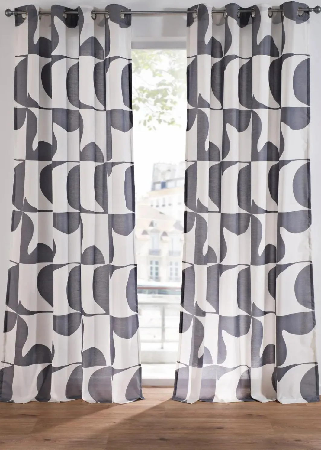 bonprix Gardinen|Gardine mit grafischem Druck aus recycelten Polyester (1er Pack)