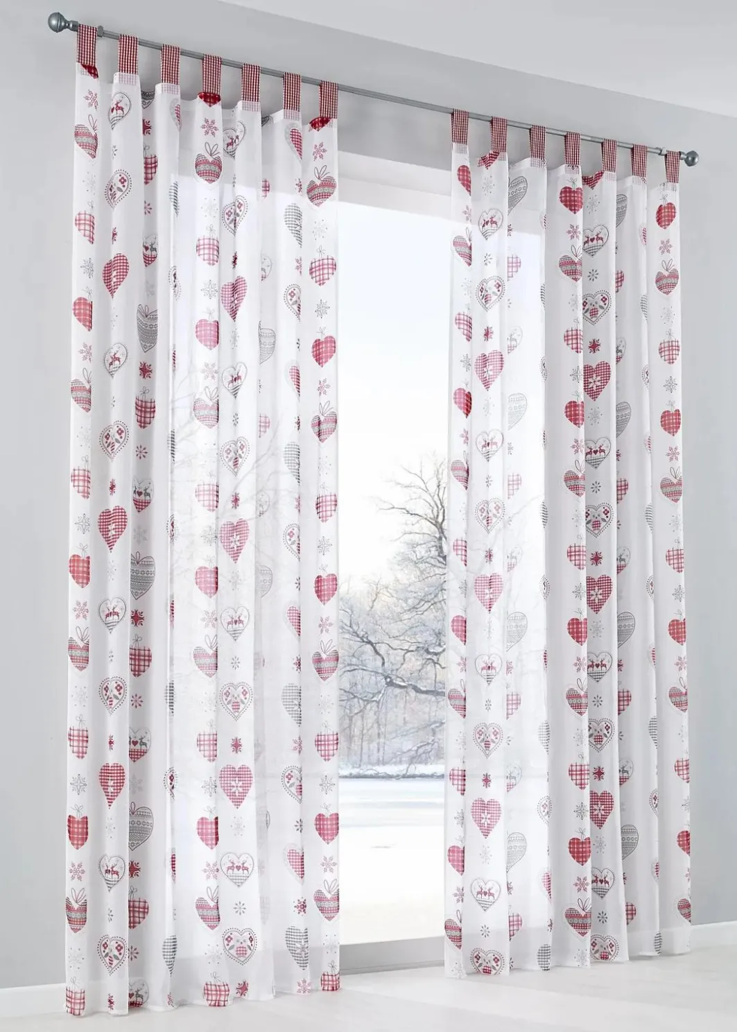 Clearance Gardine mit Herz Druck (1er Pack) Gardinen|Weihnachtsdeko & -Textilien·Gardinen