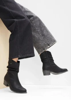 Damen Rieker High Heels|Gefütterte Winterschuhe|Gefütterte Komfort-Cowboy-Boots