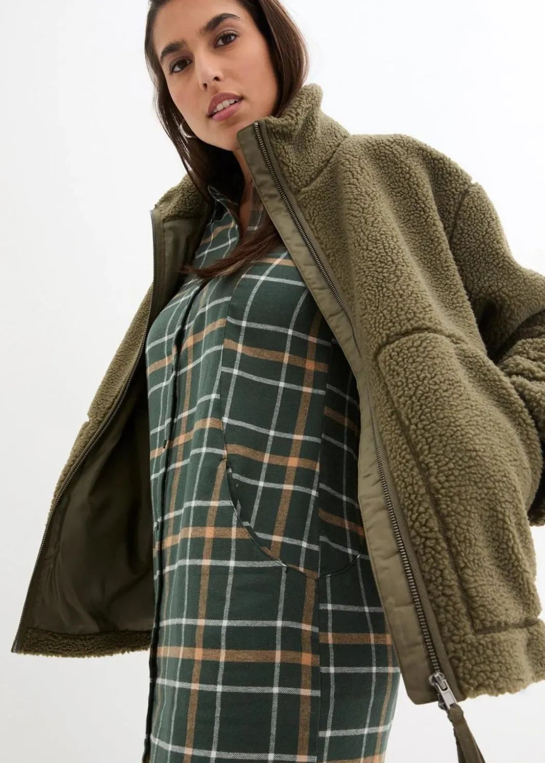 Damen bonprix Bekleidung·Hosen|Jacken & Mäntel|Gefütterte Teddy-Fleece Jacke
