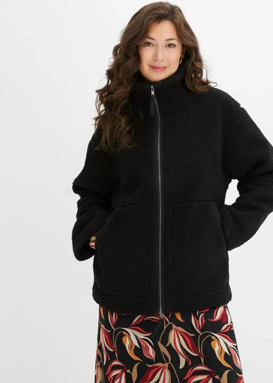 Damen bonprix Nachhaltigere Materialien|Jacken & Mäntel|Gefütterte Teddy-Fleece Jacke
