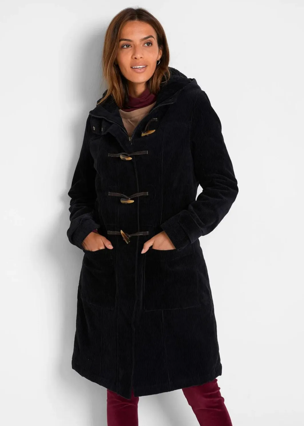 Discount Gefütterter Cord-Dufflecoat Damen Bekleidung·Hosen