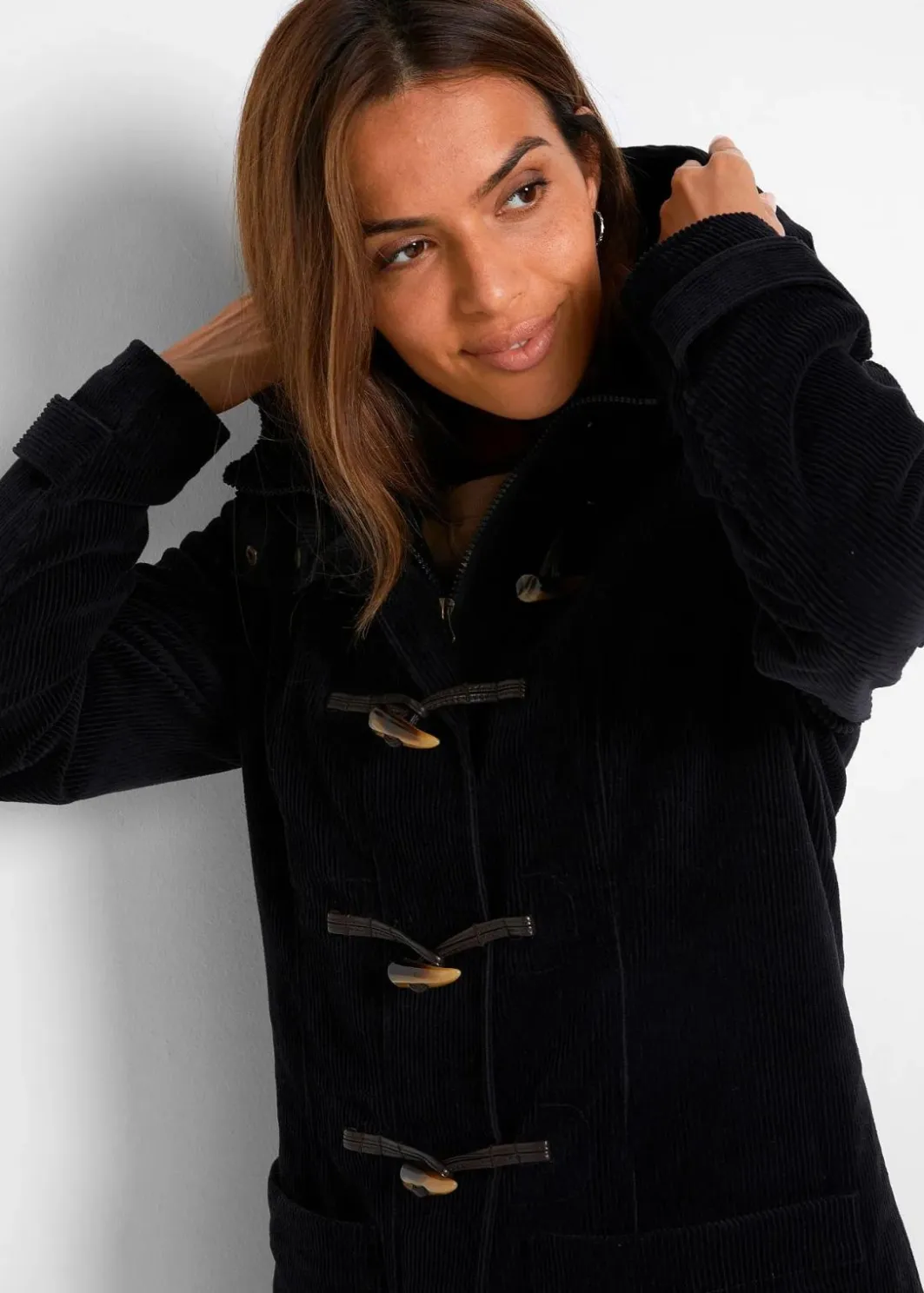 Discount Gefütterter Cord-Dufflecoat Damen Bekleidung·Hosen