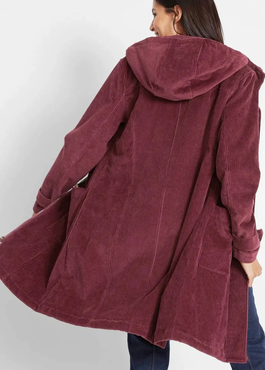 Discount Gefütterter Cord-Dufflecoat Damen Bekleidung·Hosen