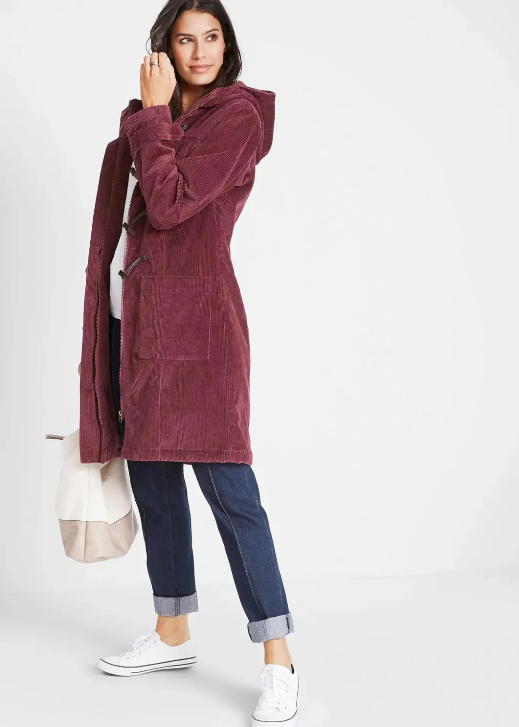 Discount Gefütterter Cord-Dufflecoat Damen Bekleidung·Hosen