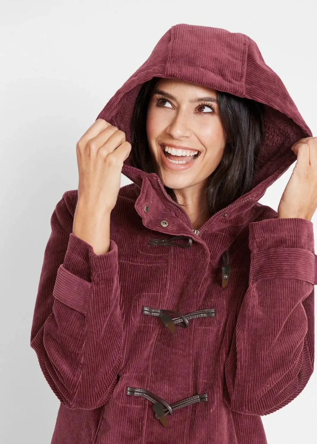 Discount Gefütterter Cord-Dufflecoat Damen Bekleidung·Hosen