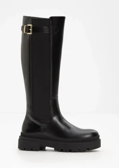 Damen bonprix Gefütterte Winterschuhe|Stiefel|Gefütterter Plateau-Stiefel mit Stretch-Einsatz