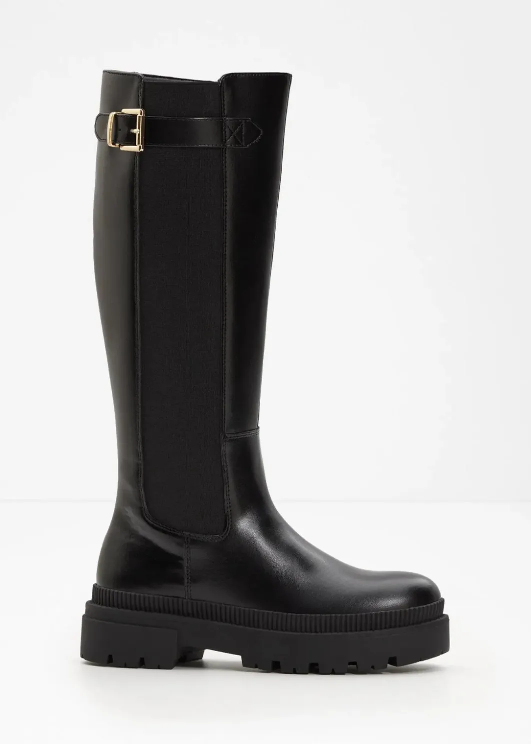Damen bonprix Gefütterte Winterschuhe|Stiefel|Gefütterter Plateau-Stiefel mit Stretch-Einsatz