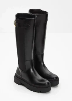Damen bonprix Gefütterte Winterschuhe|Stiefel|Gefütterter Plateau-Stiefel mit Stretch-Einsatz