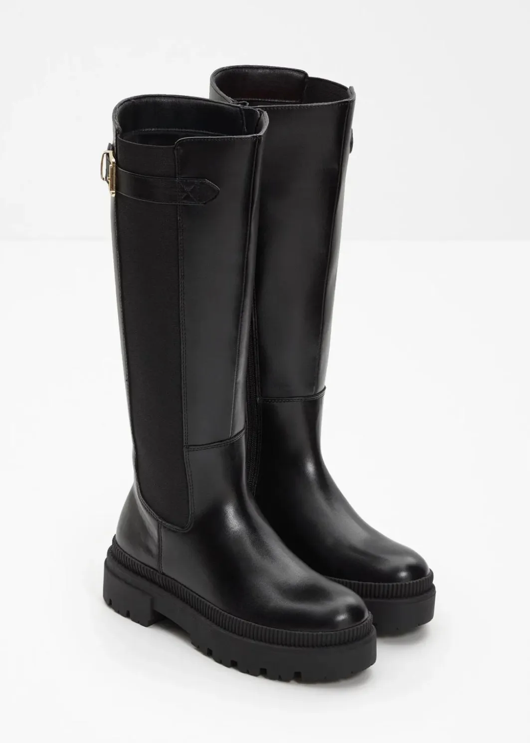 Damen bonprix Gefütterte Winterschuhe|Stiefel|Gefütterter Plateau-Stiefel mit Stretch-Einsatz
