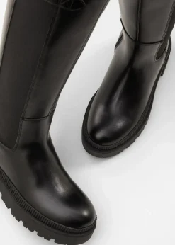 Damen bonprix Gefütterte Winterschuhe|Stiefel|Gefütterter Plateau-Stiefel mit Stretch-Einsatz