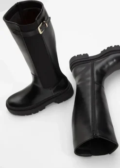 Damen bonprix Gefütterte Winterschuhe|Stiefel|Gefütterter Plateau-Stiefel mit Stretch-Einsatz