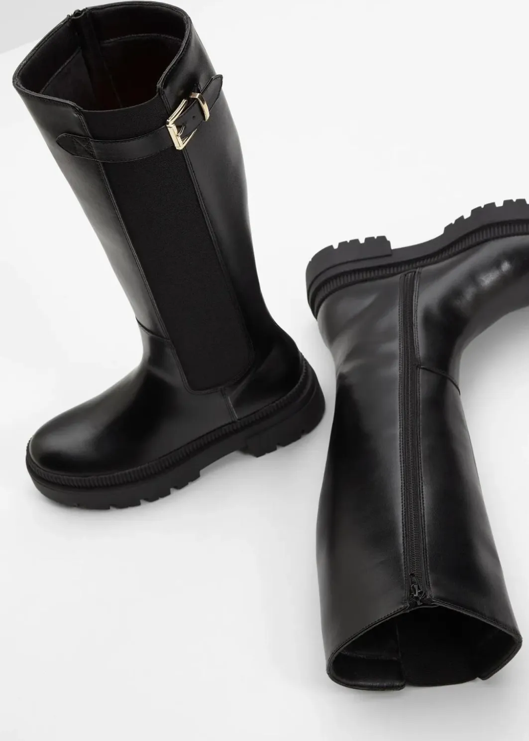 Damen bonprix Gefütterte Winterschuhe|Stiefel|Gefütterter Plateau-Stiefel mit Stretch-Einsatz