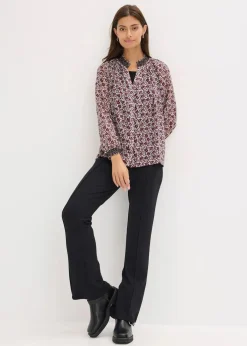 Damen bonprix Bekleidung·Jacken & Mäntel|Blusen & Tuniken|Gemusterte Chiffon-Bluse mit Stickerei