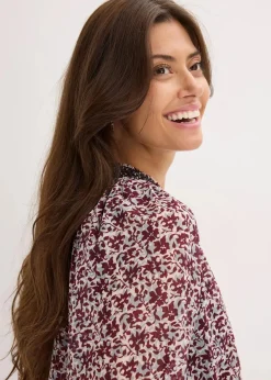 Damen bonprix Bekleidung·Jacken & Mäntel|Blusen & Tuniken|Gemusterte Chiffon-Bluse mit Stickerei