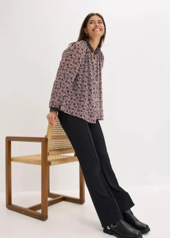 Damen bonprix Bekleidung·Jacken & Mäntel|Blusen & Tuniken|Gemusterte Chiffon-Bluse mit Stickerei