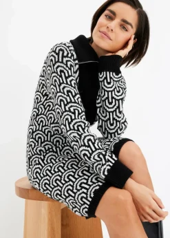 Damen bonprix Strickmode|Kleider|gemustertes Strickkleid