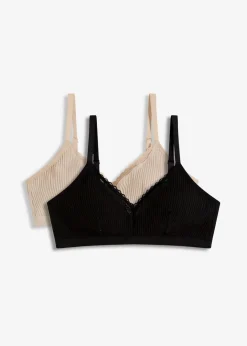 Sale Gepolstertes Bralette ohne Bügel mit Bio-Baumwolle (2er Pack) Damen Wäsche·Baumwollunterwäsche|Nachhaltigere Materialien