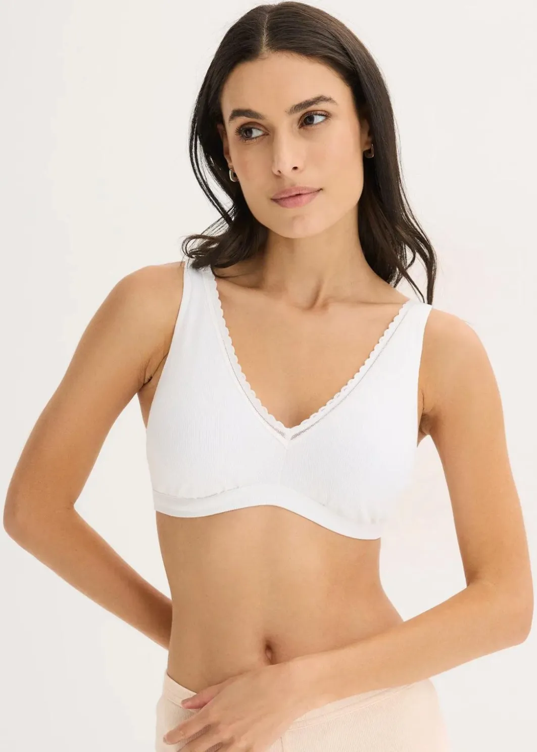 Discount Gepolstertes Bralette ohne Bügel mit Bio-Baumwolle und Spitze Damen Wäsche·Baumwollunterwäsche|Baumwollunterwäsche