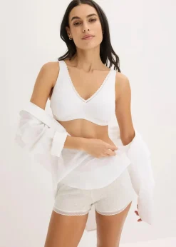 Discount Gepolstertes Bralette ohne Bügel mit Bio-Baumwolle und Spitze Damen Wäsche·Baumwollunterwäsche|Baumwollunterwäsche