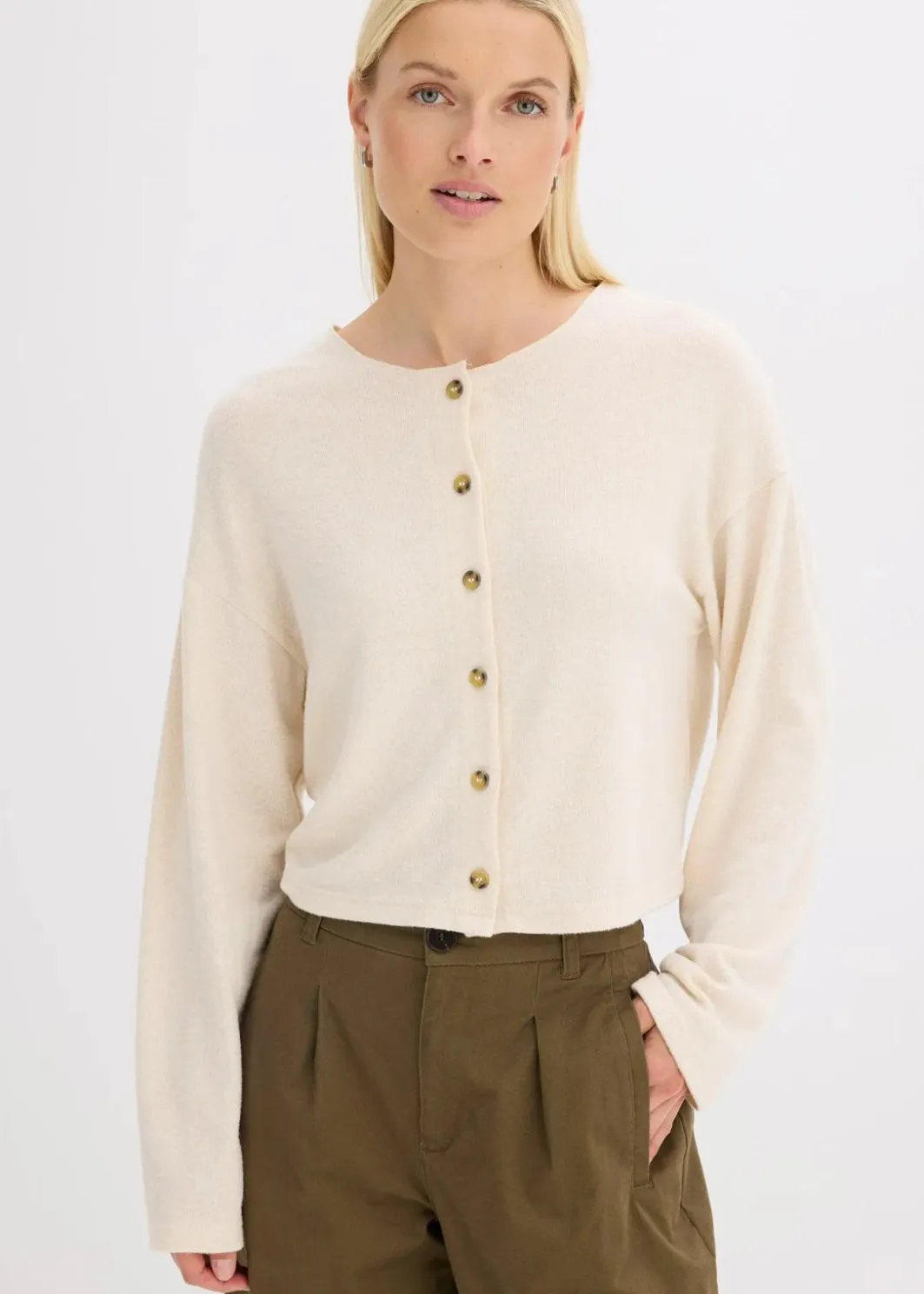 Damen bonprix Pullover & Strickjacken|Zweiteiler & Sets|Gerippte Feinstrickjacke