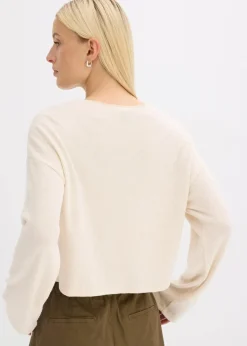 Damen bonprix Pullover & Strickjacken|Zweiteiler & Sets|Gerippte Feinstrickjacke