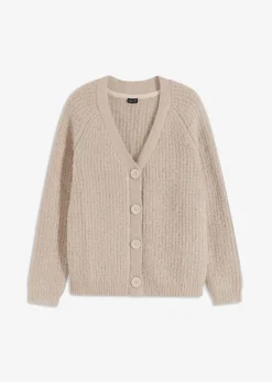 Damen bonprix Pullover & Strickjacken|Strickmode|Gerippte Grobstrickjacke