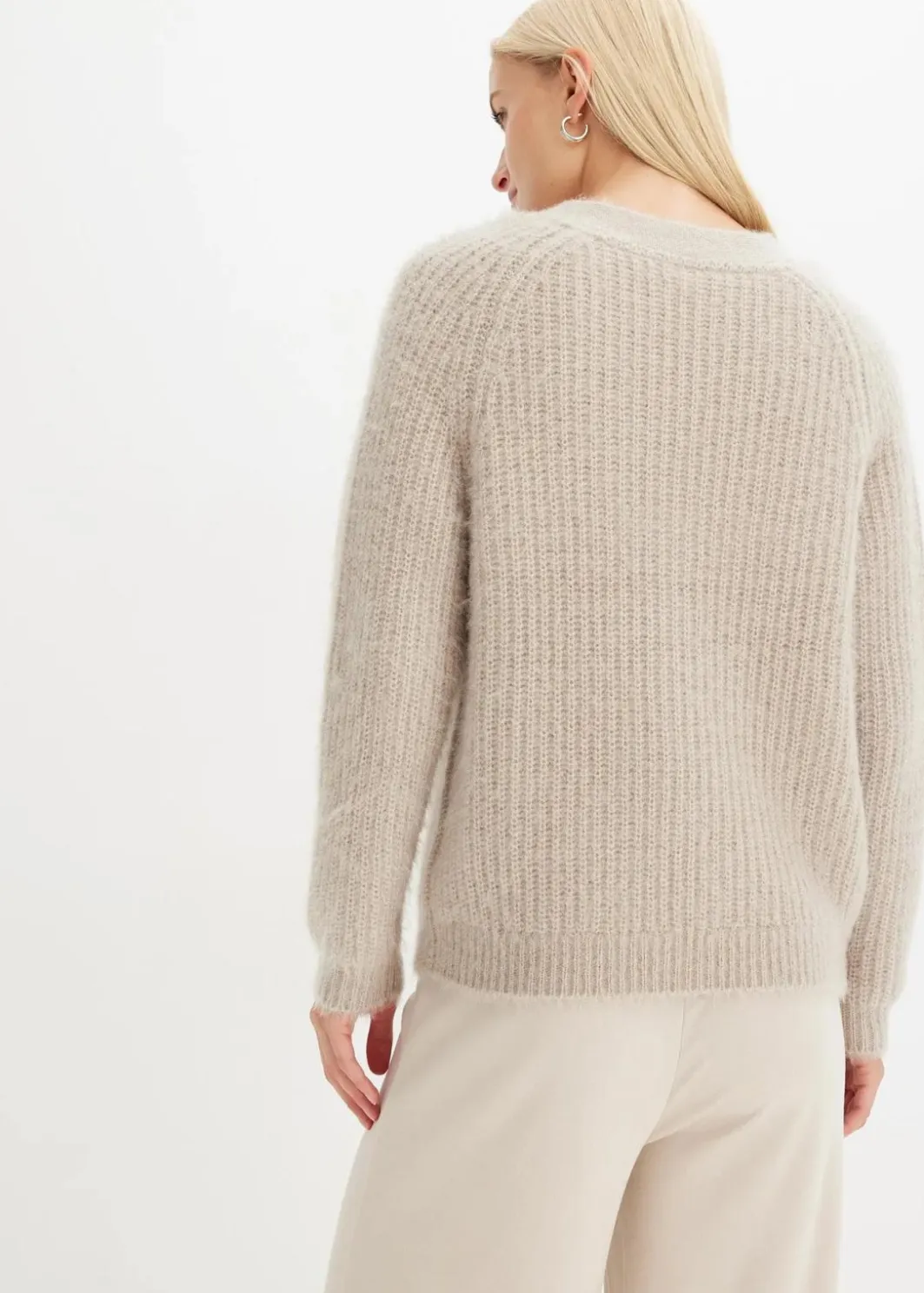 Damen bonprix Pullover & Strickjacken|Strickmode|Gerippte Grobstrickjacke