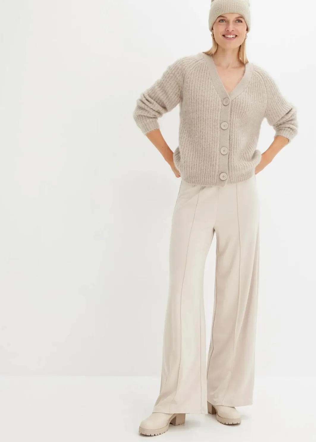 Damen bonprix Pullover & Strickjacken|Strickmode|Gerippte Grobstrickjacke