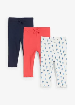 Kinder bonprix Mehrfachpacks|Hosen & Leggings|Gerippte Leggings aus Bio-Baumwolle (3er Pack)