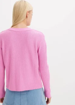 Clearance Gerippte Strickjacke Damen Bekleidung·Jeans|Pullover & Strickjacken