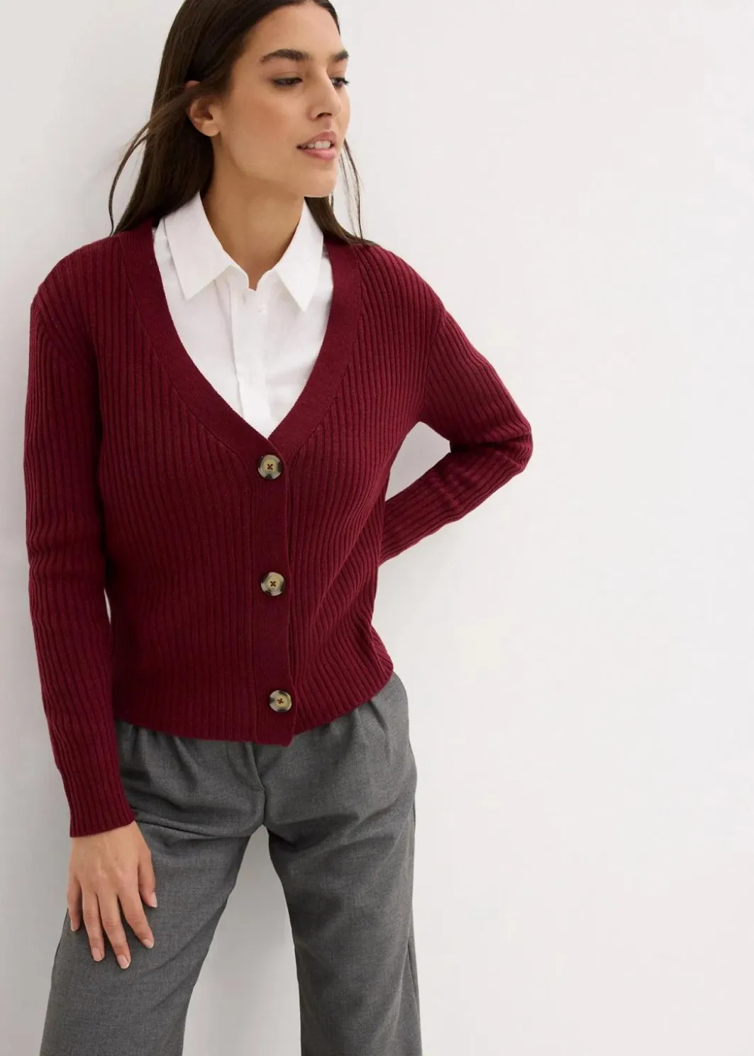 Damen bonprix Bekleidung·Jeans|Pullover & Strickjacken|Gerippte Strickjacke