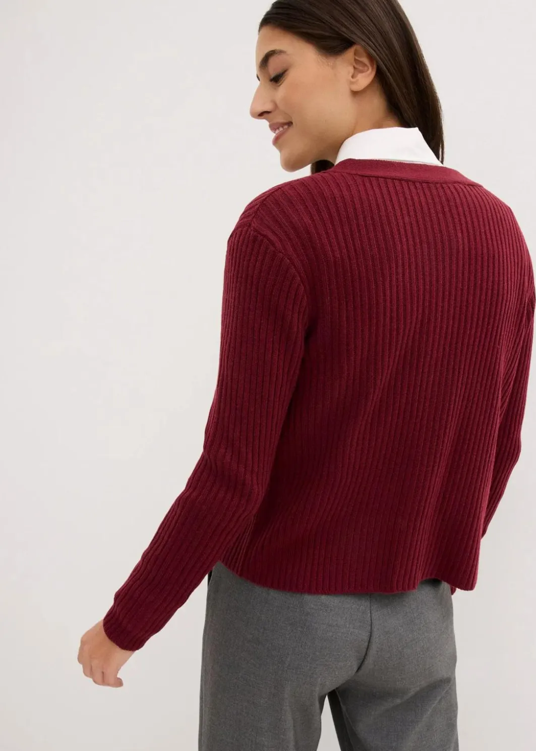 Damen bonprix Bekleidung·Jeans|Pullover & Strickjacken|Gerippte Strickjacke