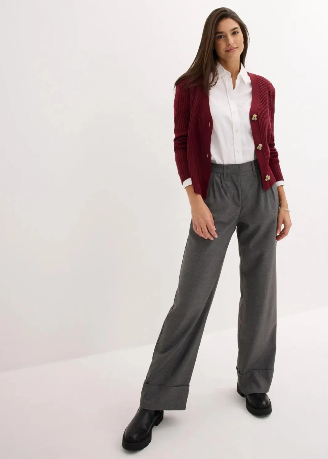 Damen bonprix Bekleidung·Jeans|Pullover & Strickjacken|Gerippte Strickjacke