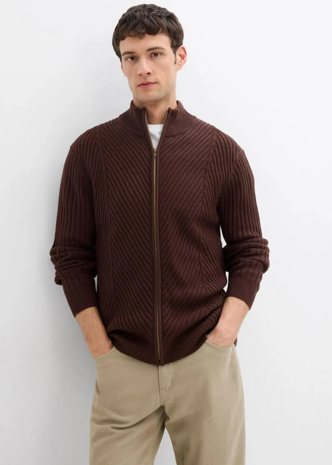 Best Gerippte Strickjacke aus Baumwoll-Mix Herren Große Größen|Pullover & Strickjacken