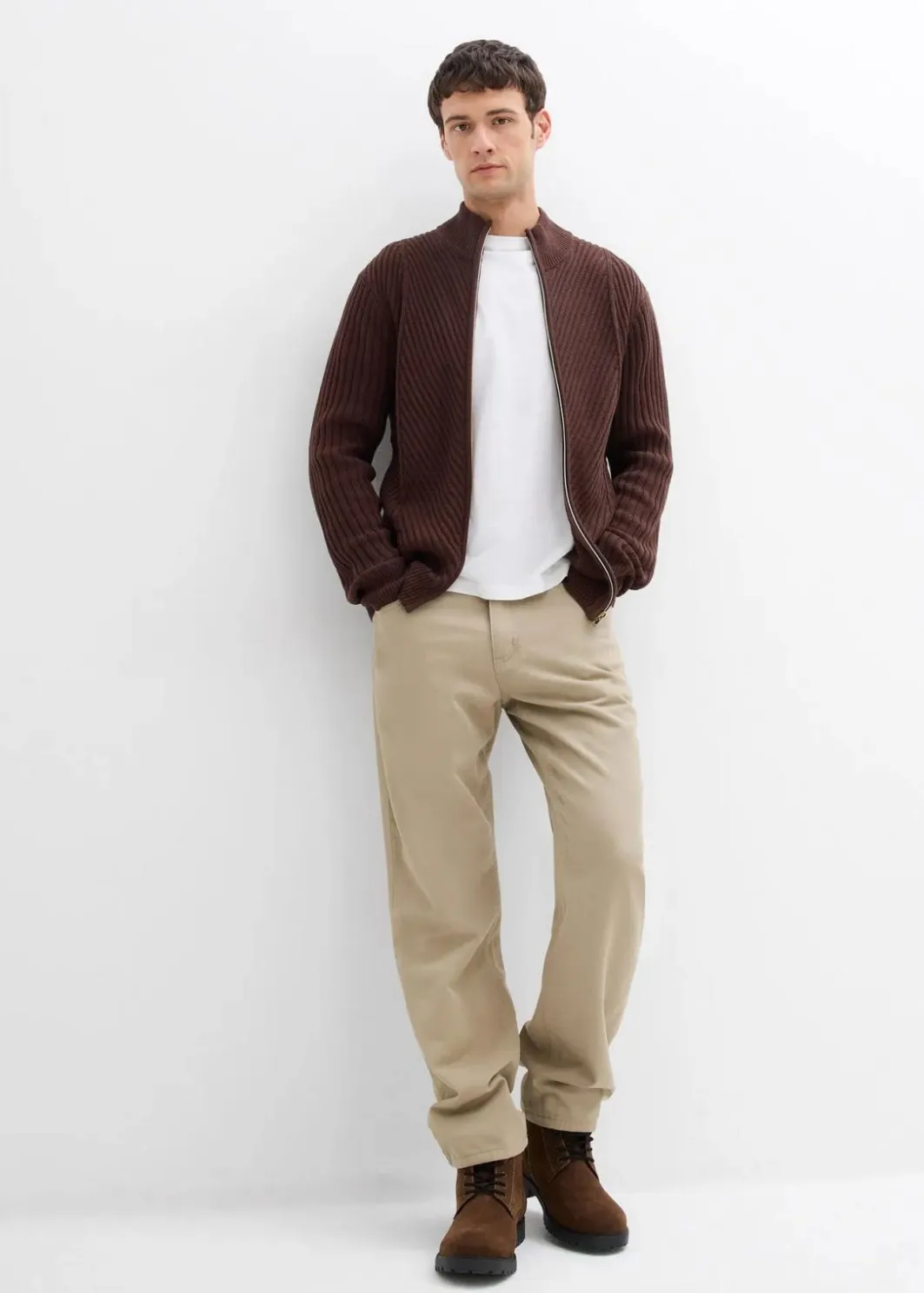 Best Gerippte Strickjacke aus Baumwoll-Mix Herren Große Größen|Pullover & Strickjacken