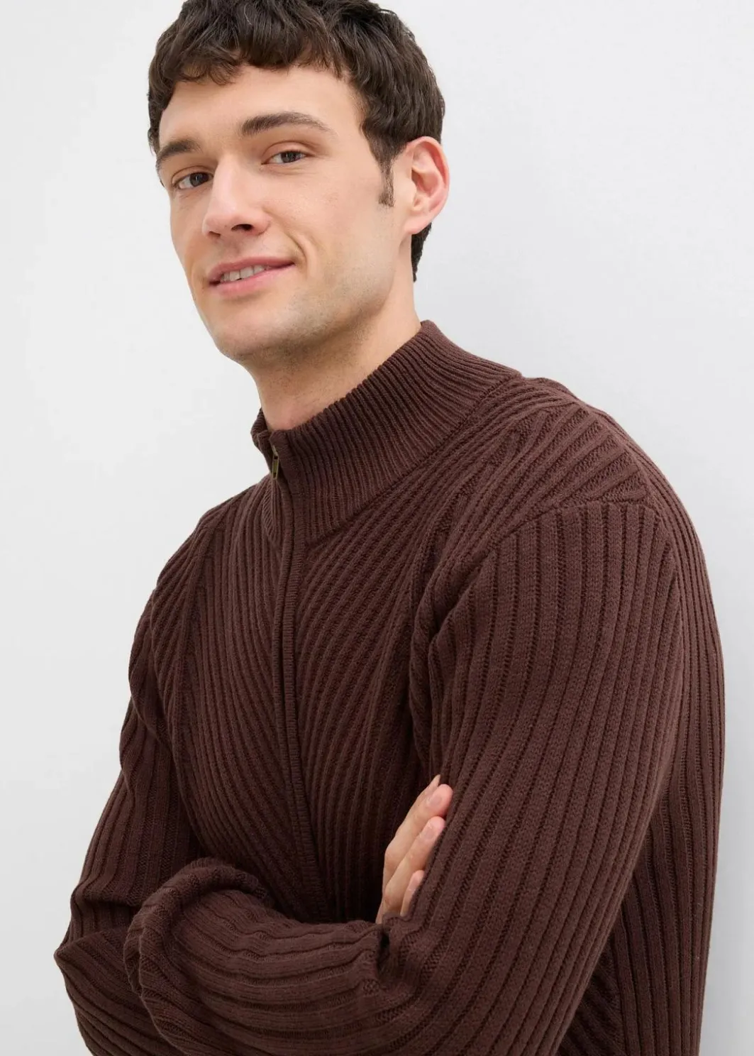 Best Gerippte Strickjacke aus Baumwoll-Mix Herren Große Größen|Pullover & Strickjacken