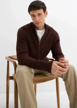 Best Gerippte Strickjacke aus Baumwoll-Mix Herren Große Größen|Pullover & Strickjacken