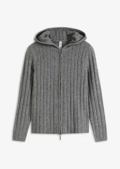 Discount Gerippte Strickjacke mit Kapuze Damen Strickmode|Pullover & Strickjacken