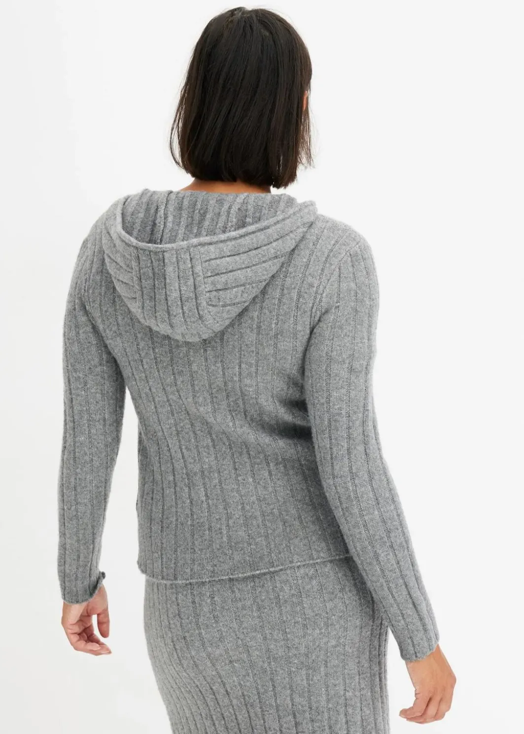 Discount Gerippte Strickjacke mit Kapuze Damen Strickmode|Pullover & Strickjacken