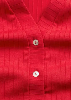Best Gerippte Weste in Strickoptik Damen Sweat|Jacken & Mäntel