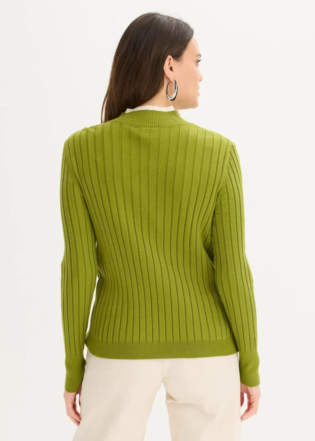 Sale Gerippter Feinstrickpullover mit Viskose in 2 in 1 Optik Damen Pullover & Strickjacken|Strickmode