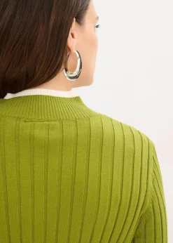 Sale Gerippter Feinstrickpullover mit Viskose in 2 in 1 Optik Damen Pullover & Strickjacken|Strickmode