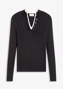 Damen bonprix Bekleidung·Umstandsmode|Bekleidung·Jeans|Gerippter Feinstrickpullover mit Viskose in 2 in 1 Optik