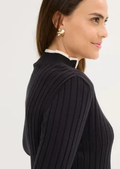 Damen bonprix Bekleidung·Umstandsmode|Bekleidung·Jeans|Gerippter Feinstrickpullover mit Viskose in 2 in 1 Optik